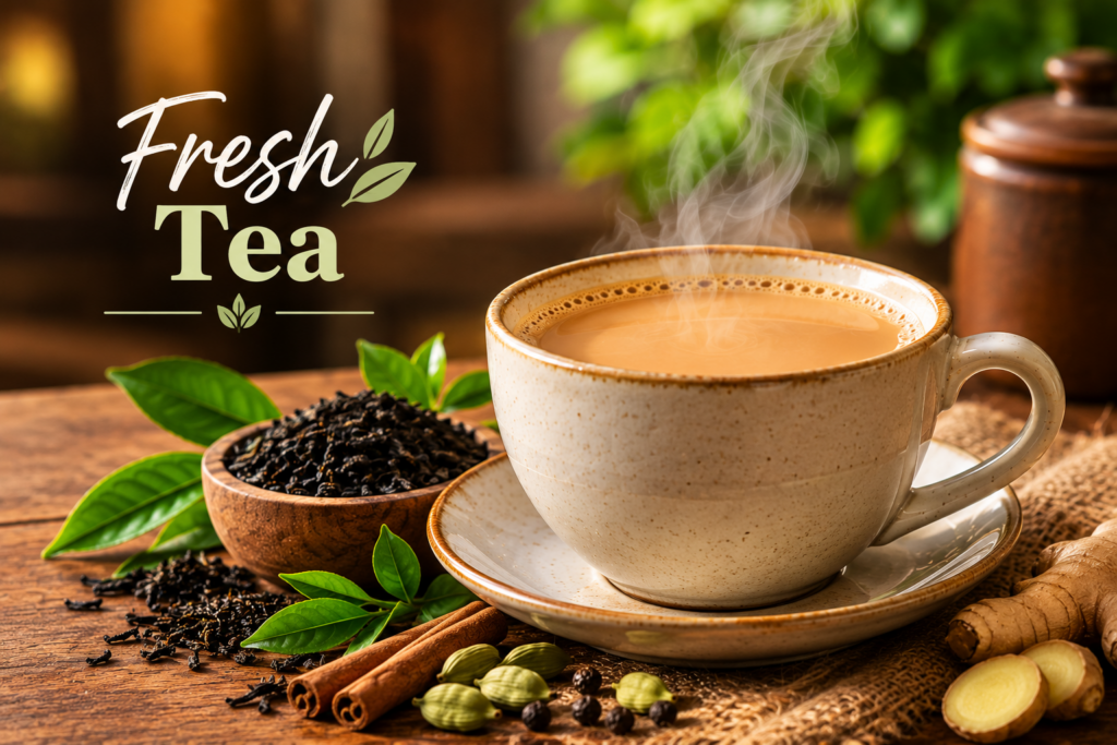 fresh tea and spices